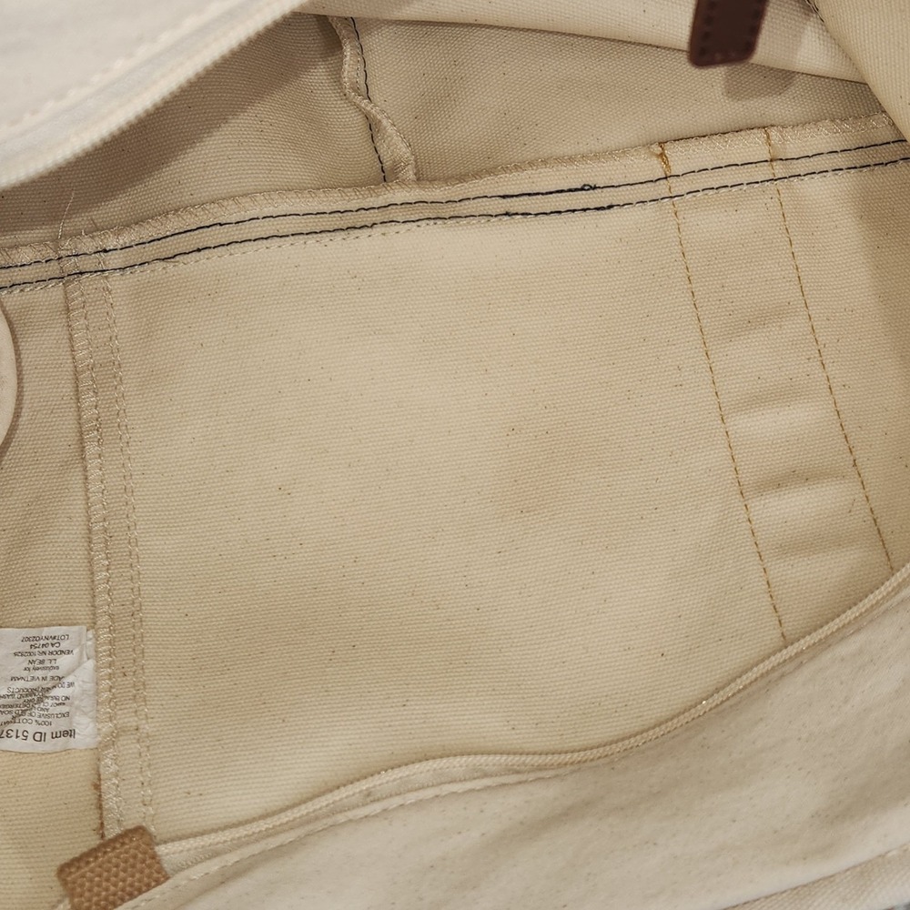 L L Bean Nor'easter Tote Navy/Creme Weather Resistant Boat Bag/Strap CLEAN BIG - Picture 12 of 14